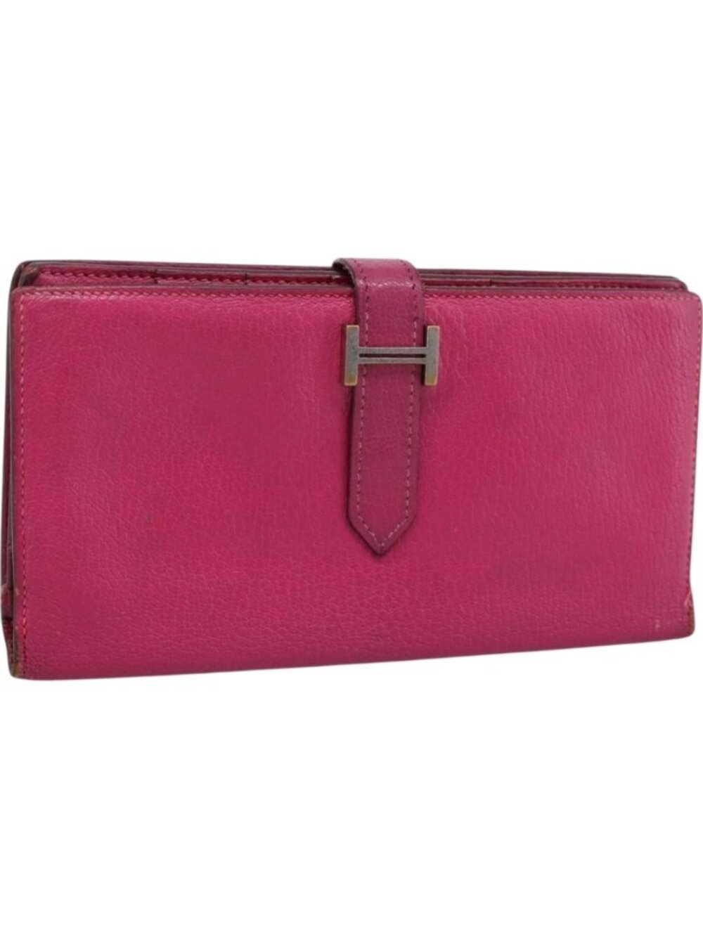 HERMES Bearn Soufflet Wallet Leather Pink
